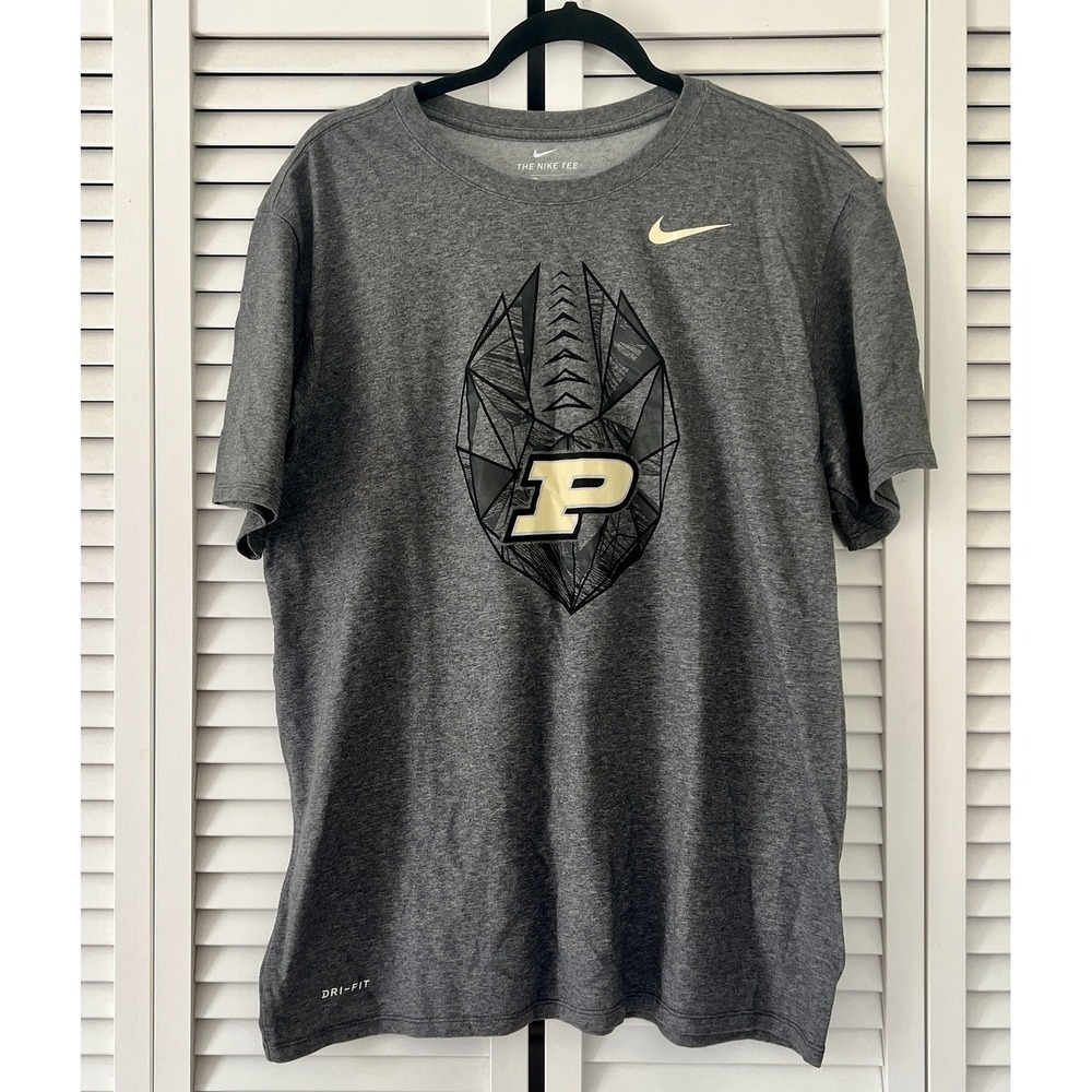 Nike‎ Purdue Boilermakers Shirt Mens Medium Gray Short Sleeve Dri Fit  XL